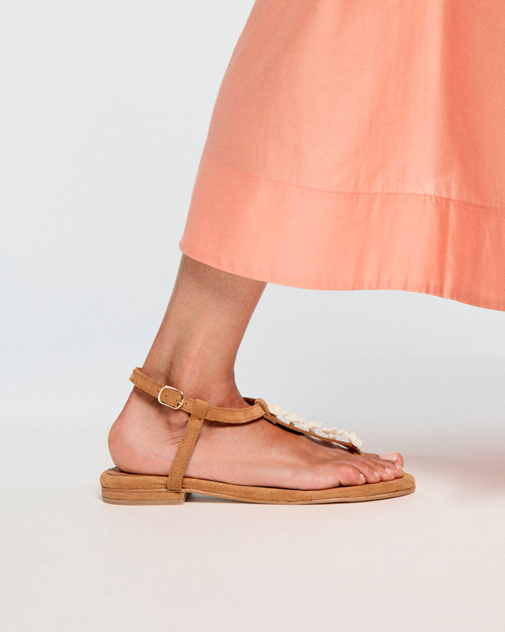 SAVINA FLOWER CAMEL-CRUDO